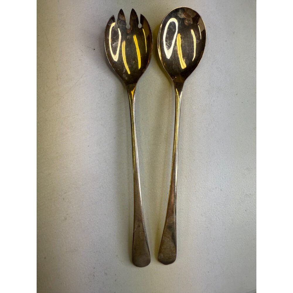 2 Vintage Silverplate Salad Serving Set Fork & Spoon Silver Plate England